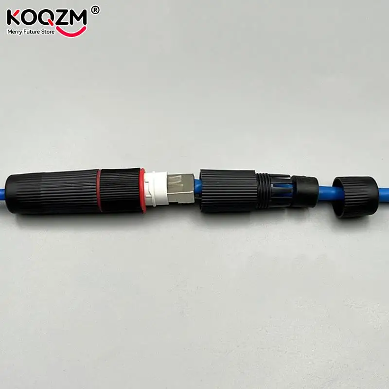 1 buah RJ45 konektor Dok jaringan Ethernet lurus melewati tahan air Header IP67 luar ruangan ekstender kabel jaringan Broadband
