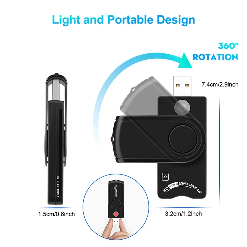 USB SIM Smart Card Reader สําหรับ Bank Card IC/ID EMV SD TF MMC Card Reader อะแดปเตอร์ USB-CCID ISO 7816 สําหรับ Windows 7 8 10 Linux OS