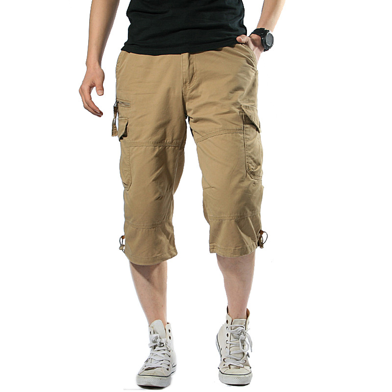 Short Cargo longue pour hommes, multi-poches, décontracté, en coton, élastique, Capri, militaire, tactique, culotte chaude, 5XL, été