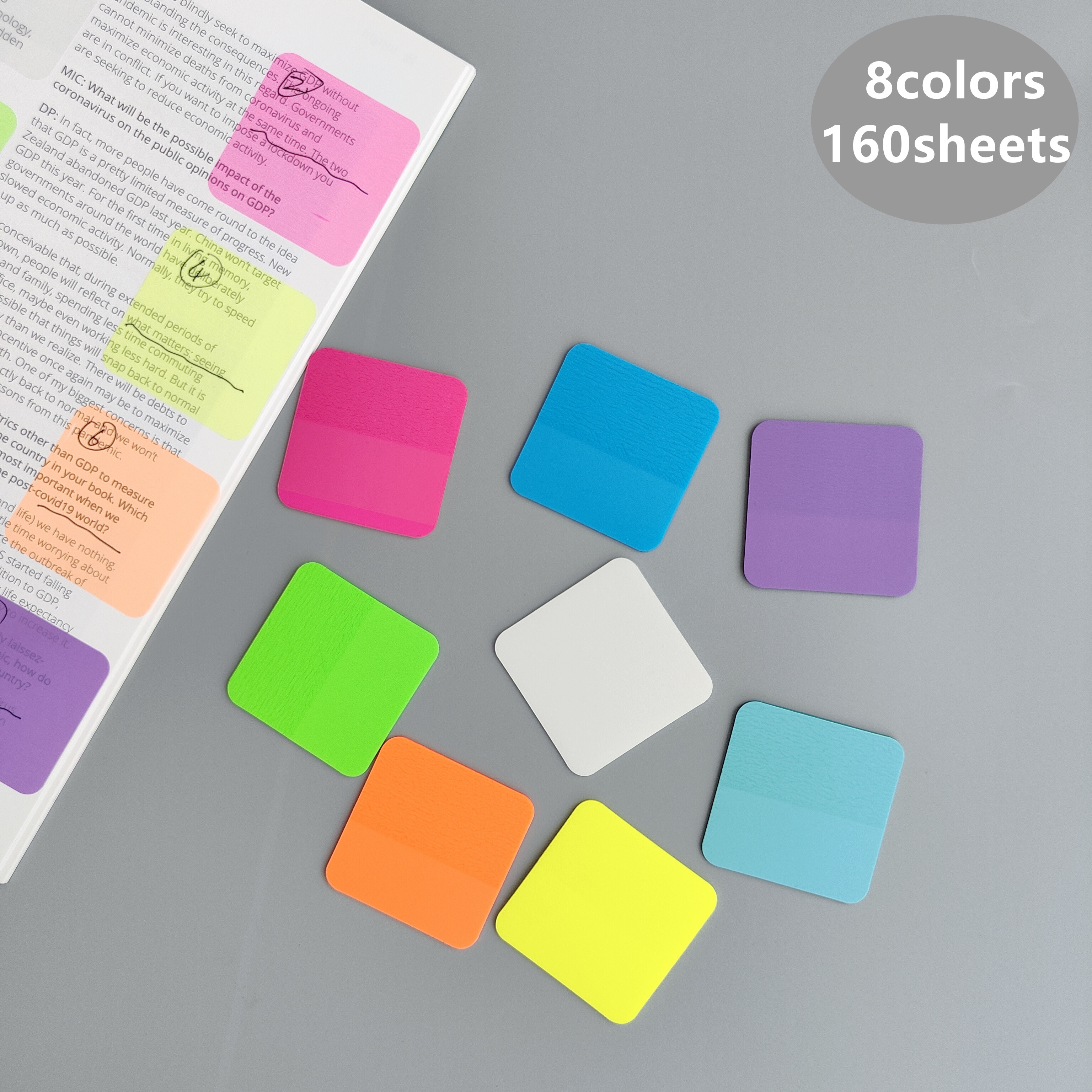 160 feuilles 8 couleurs Notes autocollantes transparentes grattoirs autocollants bloc-Notes papier clair bloc-Notes école papeterie fournitures de bureau