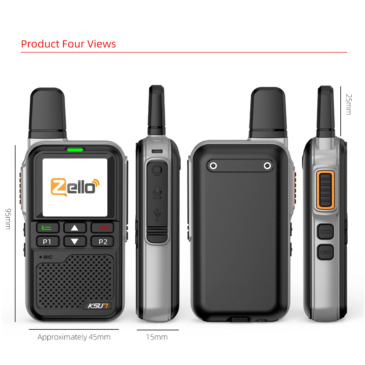 KSUT ZL38 LTE Walkie Talkie a lungo raggio 100 miglia Zello Network Radio PTT Pulsante WiFi POC Sistema Android