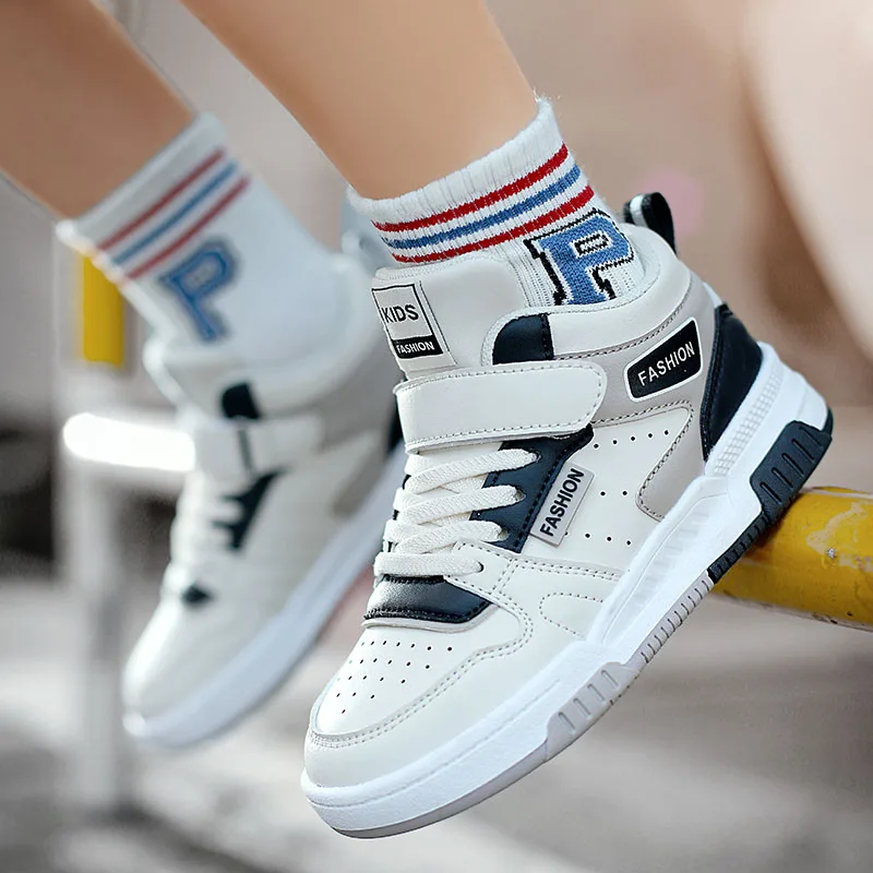 Design Dziecięce tenisówki Chłopięce buty Deskorolka Dziecięce buty codzienne Jesienne sportowe tenisowe wysokie tenisówki dla chłopca