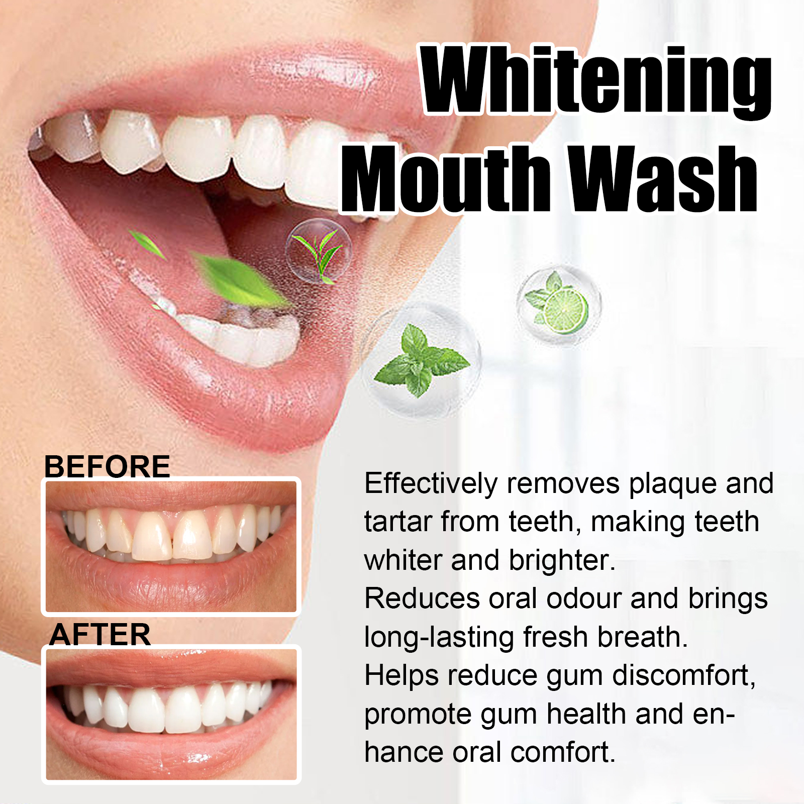 Coconut Mint Pulling Oil Mouthwash Kit With Tongue Scraper Fresh Oral Breath Odor Removal Alcohol-Free Whiten Tool Mouth Care