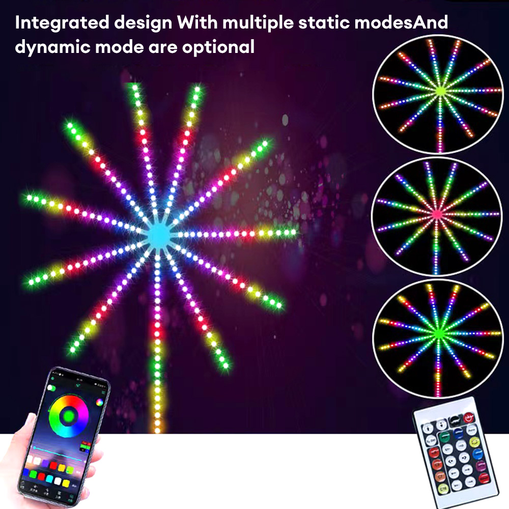 RGB LED Feuerwerk Licht Fernbedienung Bluetooth Girlanden lampe Musik steuerung DIY Wand Hintergrund beleuchtung Party Bar Dekor Fee Weihnachts licht