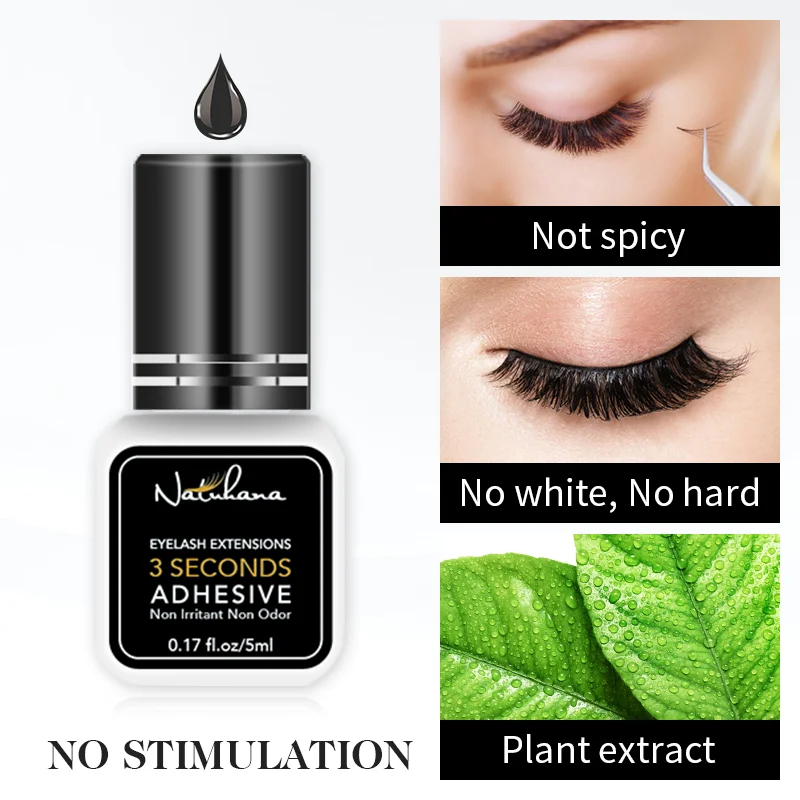 NATUHANA 5Ml 1 Thứ Hai Khô Nhanh Mạnh Mẽ Giả Mắt Mi Nối Dài Keo Dính Giữ 5-7 Tuần Thấp mùi Chồn Lông Mi Keo