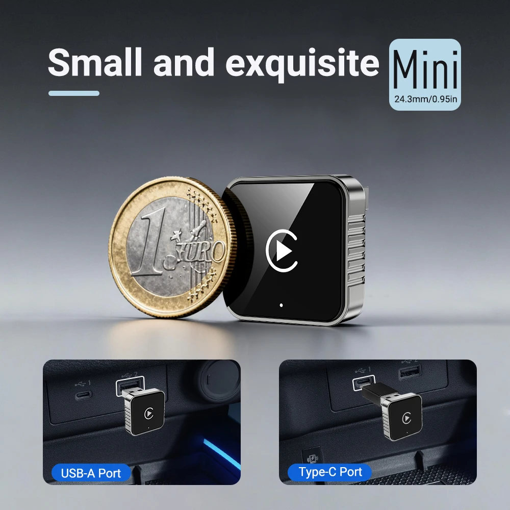 Nova super mini carplay ai caixa com fio para carplay sem fio/android auto 2in1 caixa 5ghz wifi5 para 99% original com fio carplay/carro automático