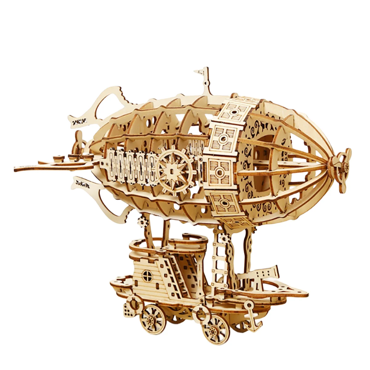เรือเหาะ 3D รถปริศนาไม้ขนาด,ชุดโมเดล DIY,Handcraft ของขวัญ,ตกแต่งบ้าน,Mechanical ชุด,อาคารของเล่น