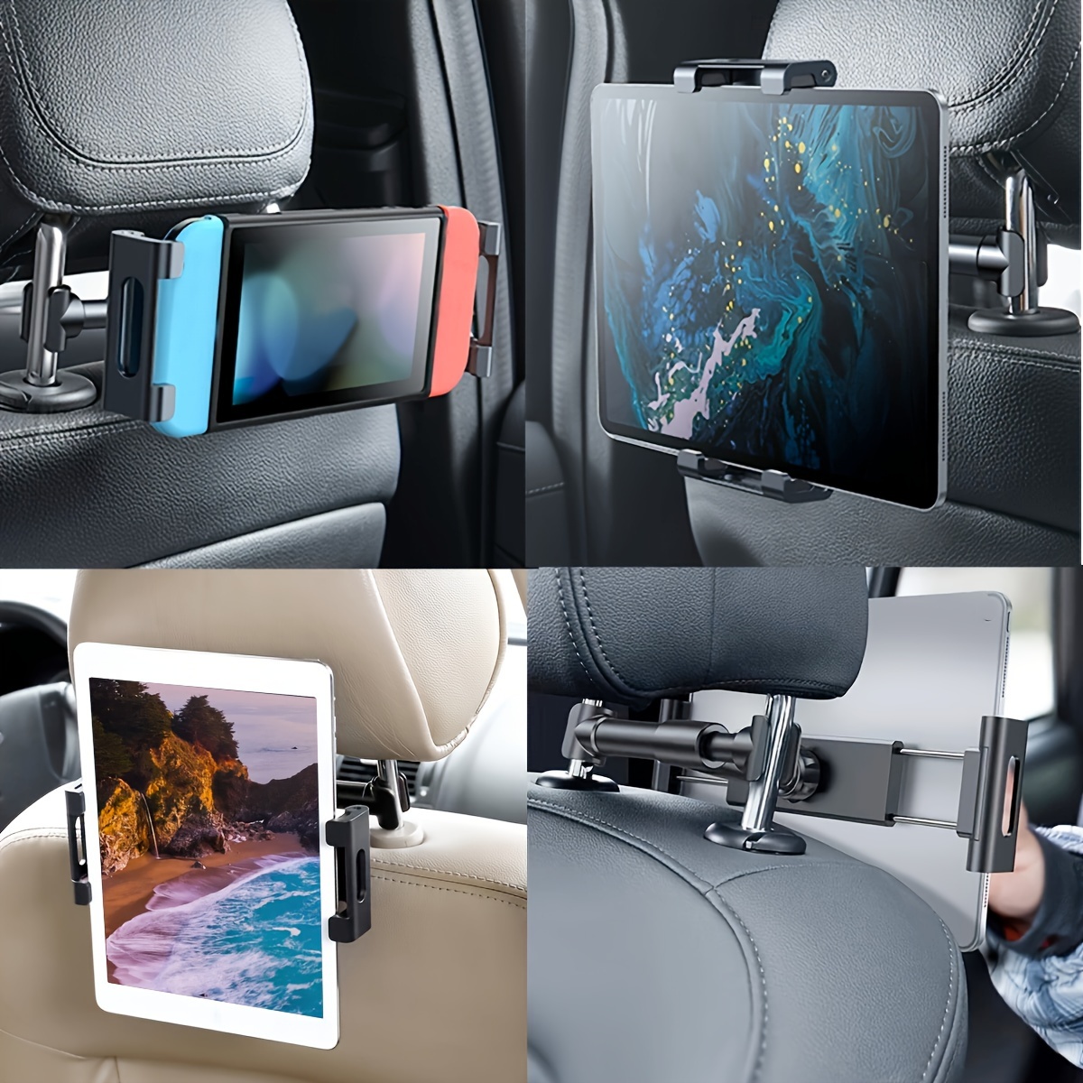 Soporte Universal para tableta de coche, reposacabezas para asiento trasero, soporte para iPad Air Mini Pro, 4-13 pulgadas, rotación de 360 grados, almohada trasera, abrazadera para teléfono