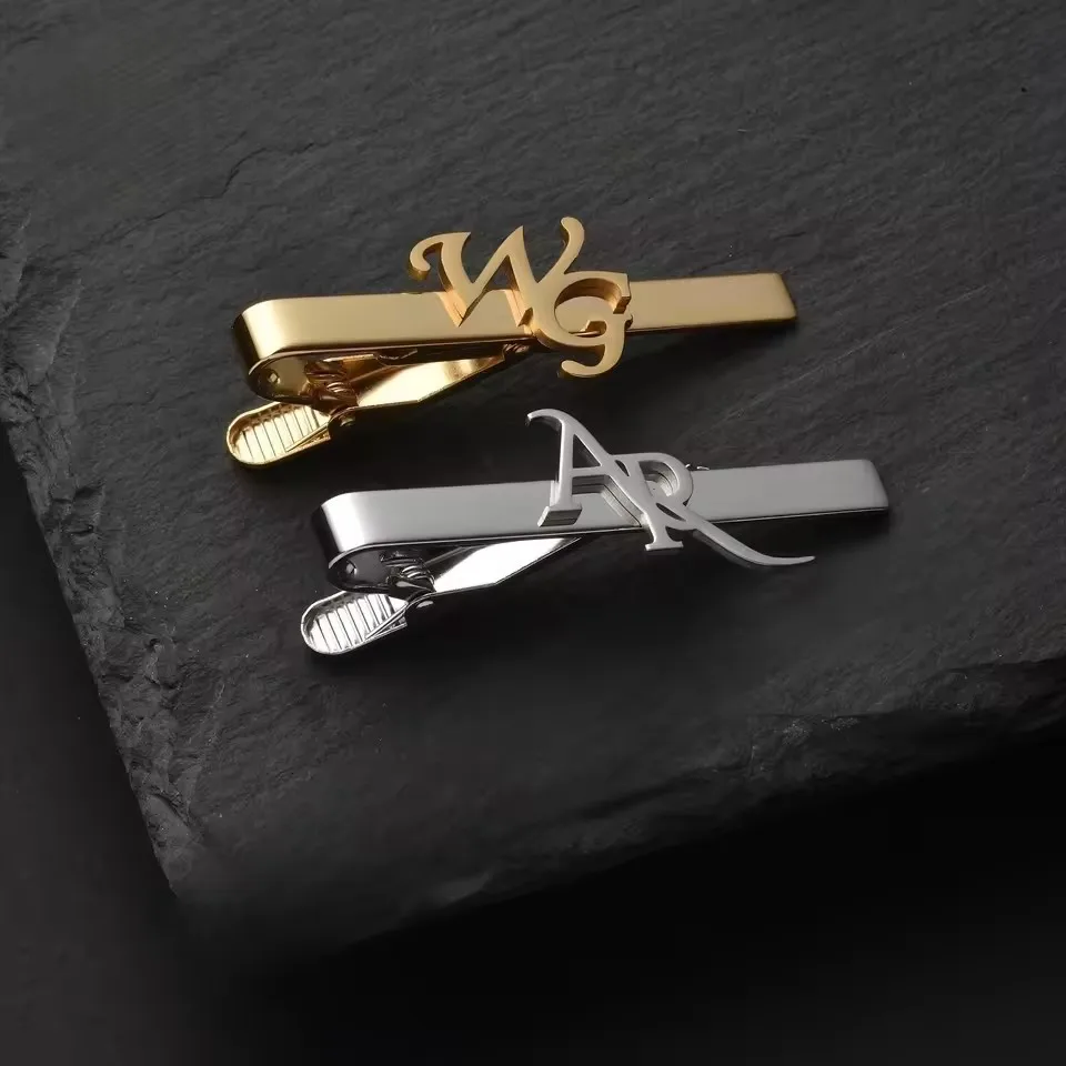 Sipuris Benutzerdefinierte Initial Name Krawattenklammer für Männer, Edelstahl, personalisierter Krawattenverschluss, trendiger Hip-Hop-Schmuck, Hochzeitsgeschenke