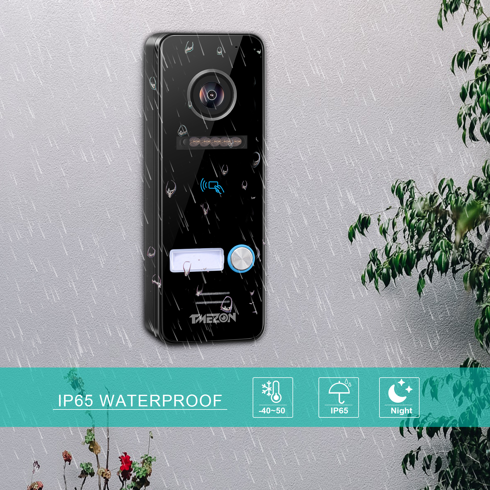 Unidad exterior de timbre con cable TMEZON 1080p (necesita funcionar con MZ-IP-V726TW, no puede funcionar solo)