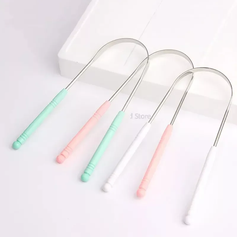 ssiChaud 1PC Gratte-langue en acier inoxydable Nettoyant haleine fraîche Nettoyage langue enduite Brosse à dents Outils de soins d'hygiène buccale
