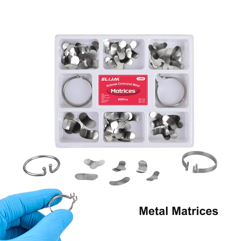 Denspay 100 ชิ้น/กล่องทันตกรรม Sectional Matrix ระบบทันตกรรม Sectional Matrix Band เรซิ่นหนีบ/แยกแหวนเครื่องมือทันตแพทย์