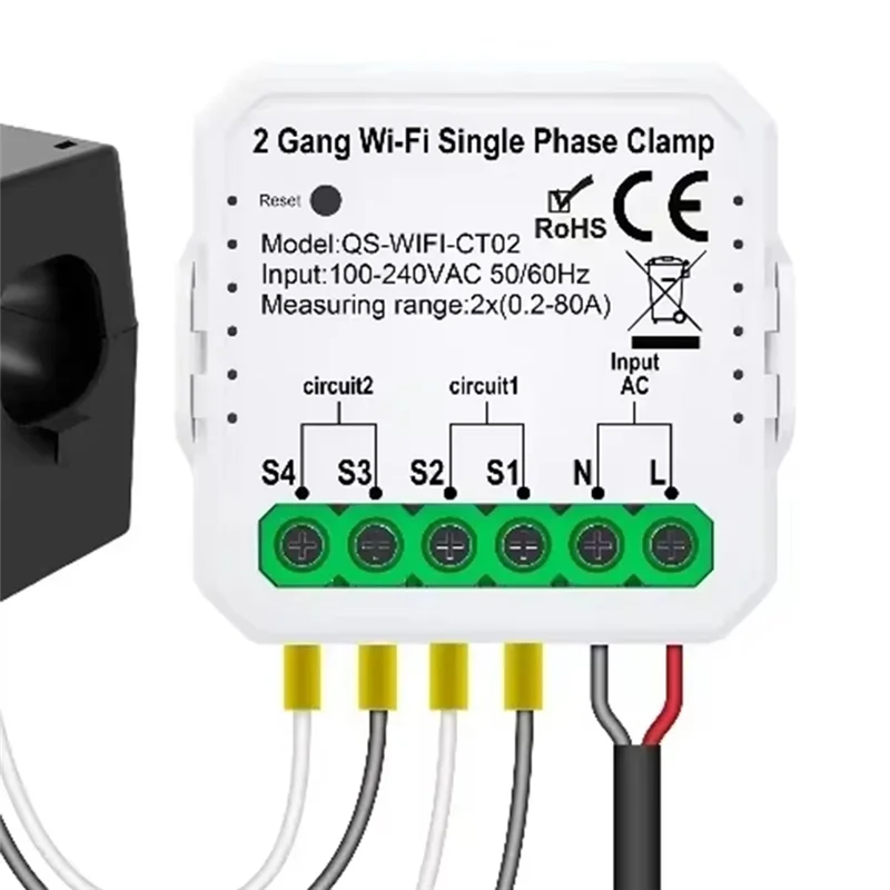 Smart Life WIFI Energy Meter Current Sensor Statistician For Electrical Lighting Solar KWH Monitor 100-240V-[A51I]