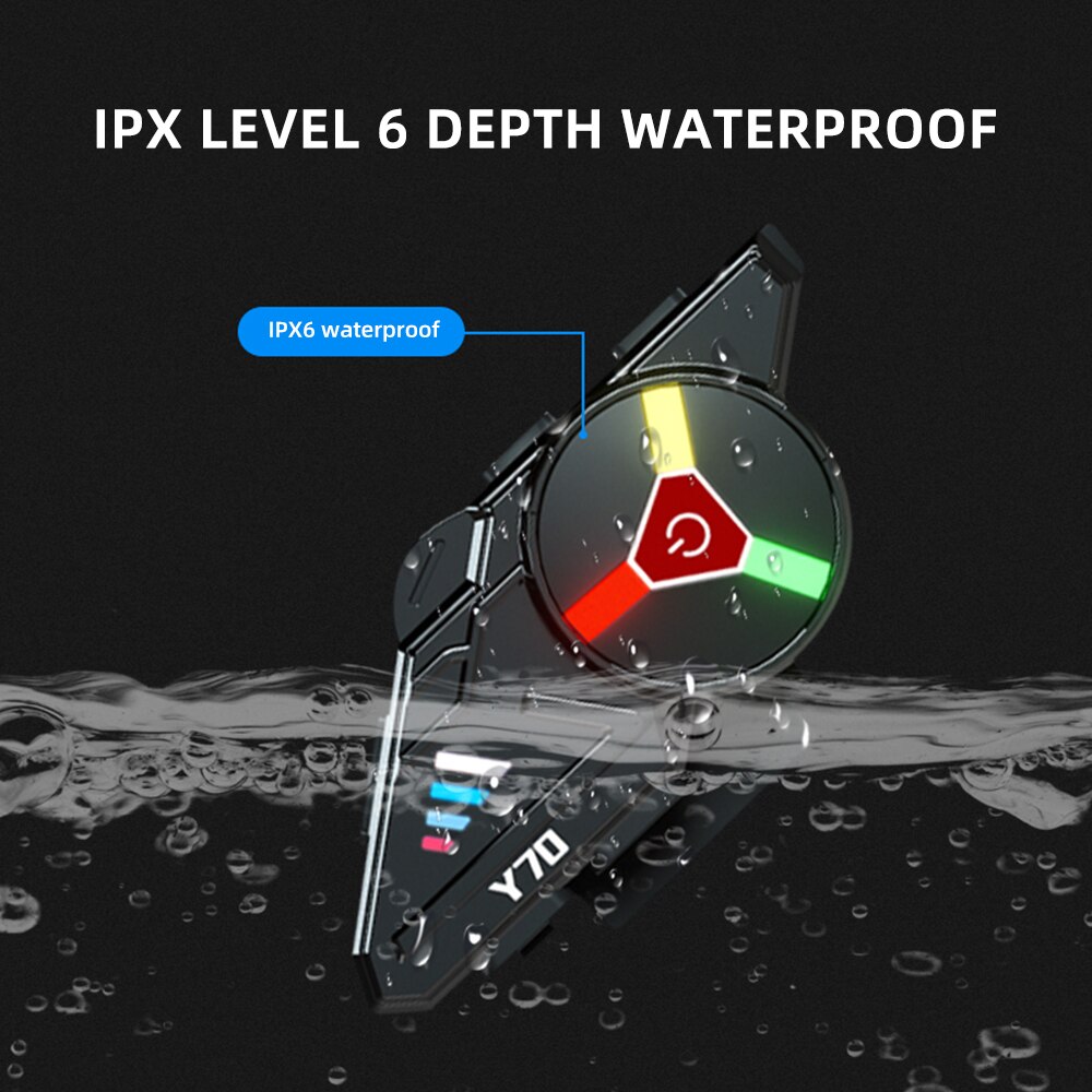 Y70 V5.3 RGB Colorful Lights Motorcycle Bluetooth Helmet Headset Earphone IPX6 Waterproof Support Connecting 2 Phones Same Time