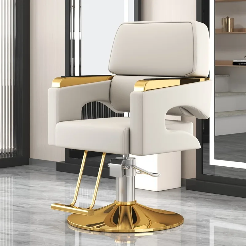 Sedia da salone professionale Sedia da styling idraulica regolabile con base in acciaio inossidabile Cuscino ad alta densità Bellezza moderna da barbiere