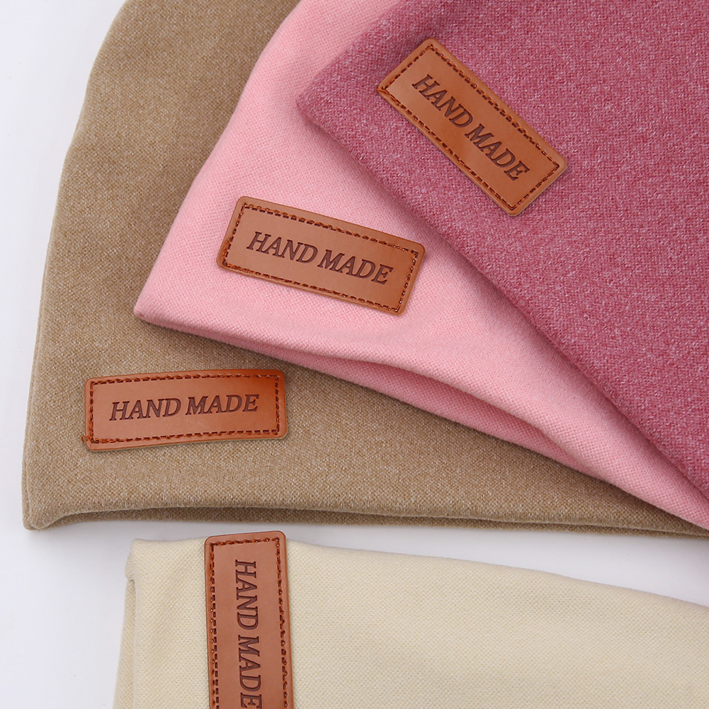 Turbante de caxemira sólida para bebês, chapéus da índia para recém-nascidos, meninos e meninas, outono e inverno, gorro com etiqueta de couro artesanal, faixa de cabeça para crianças