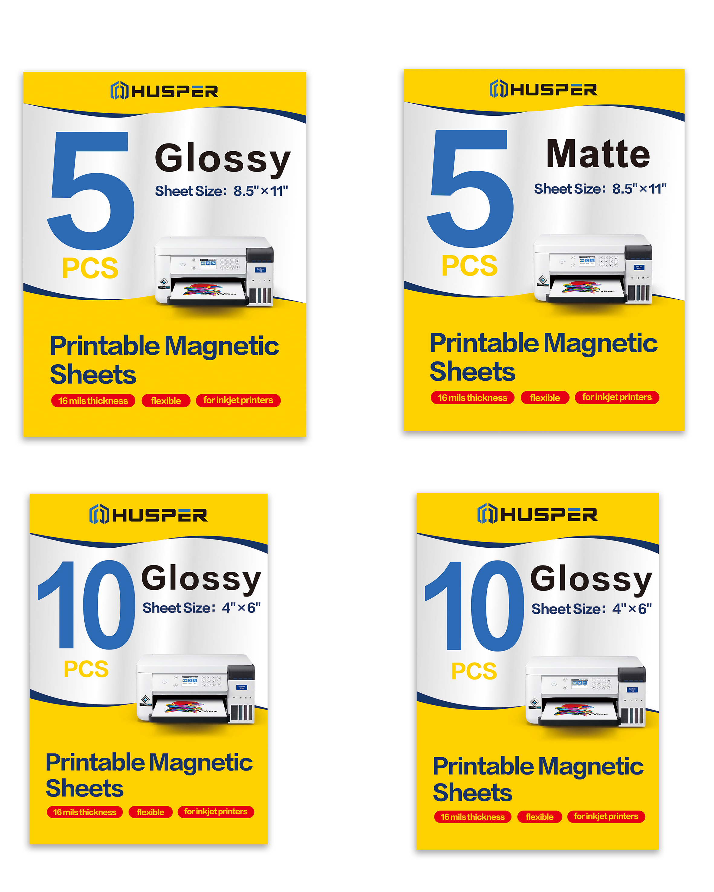 Printable Magnetic Sheets Non Adhesive 13.5mil Thick Magnet Glossy Photo Paper For Inkjet Printers Glossy/Matte。