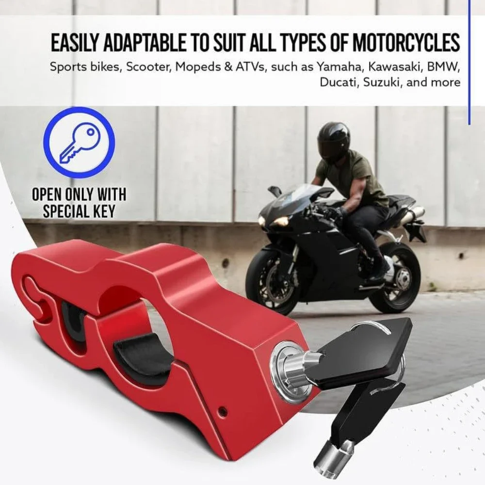 1pc Motorcycle Handlebar Lock Handlebar Brake Handle Solid Lock Imitating Steal Lock Pull Rod ATV Dirt Street Bikes Anti Theft