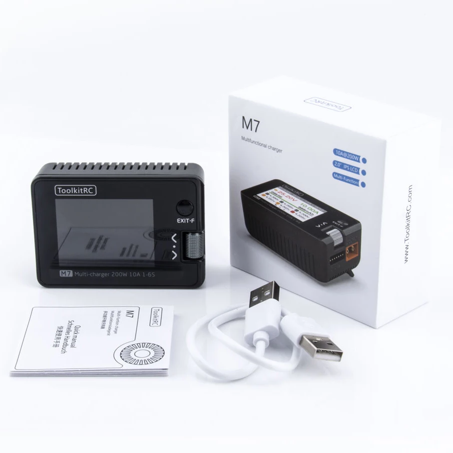 ToolkitRC M7 200W 10A DC BALANCE Charger Discharger สําหรับ 1-6S LiPo แบตเตอรี่แรงดันไฟฟ้า Servo Checker ESC เครื่องทดสอบตัวรับสัญญาณ LCD IPS