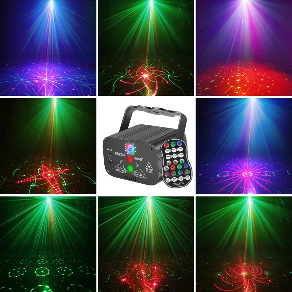 คนต่างด้าว RGB Mini DJ ดิสโก้แสงเลเซอร์โปรเจคเตอร์ USB ชาร์จไฟ LED UV Sound Strobe Stage Effect งานแต่งงาน Xmas Holiday Party โคมไฟ