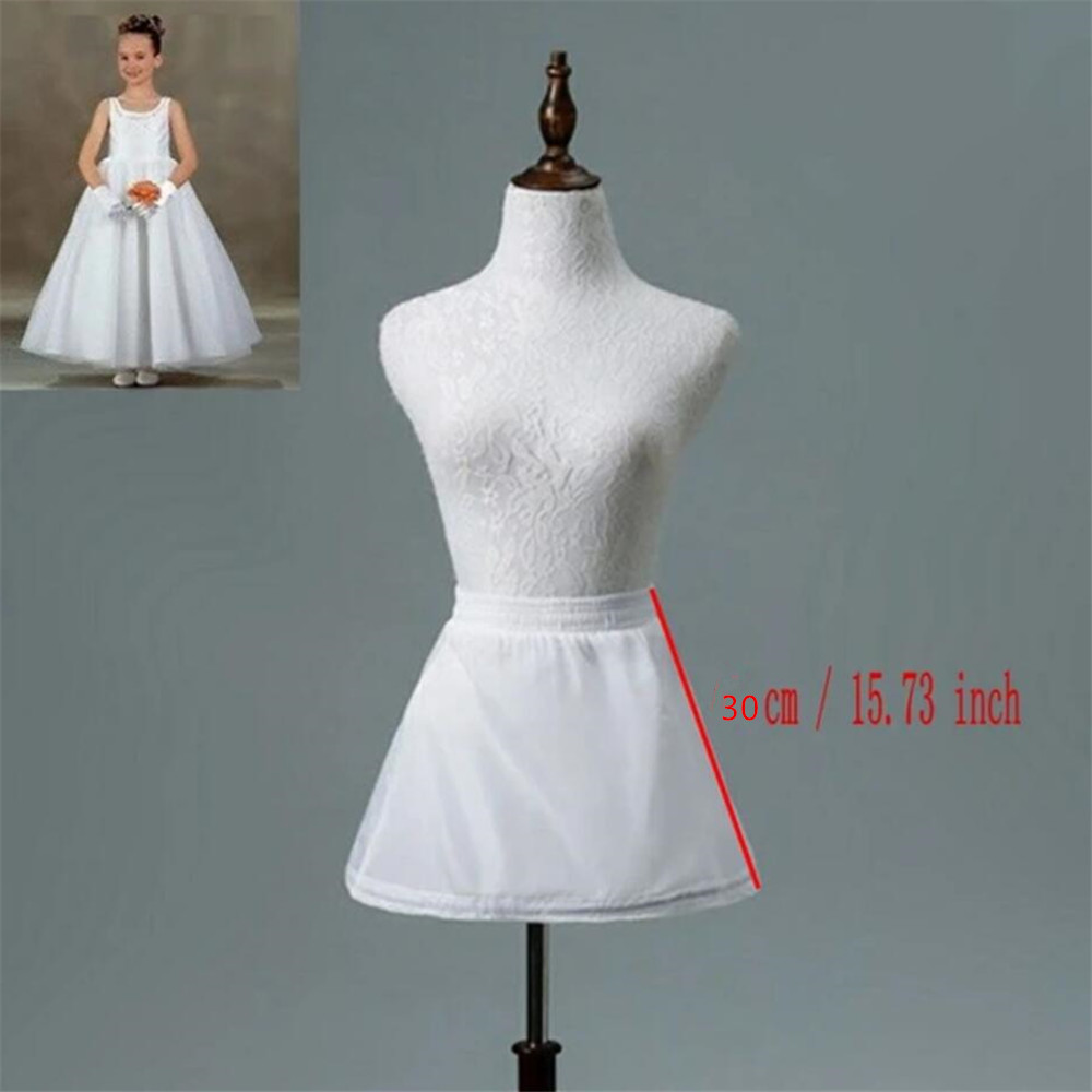 Branco crianças petticoat a linha 3 aros uma camada crianças crinoline renda guarnição flor menina vestido underskirt cintura elástica