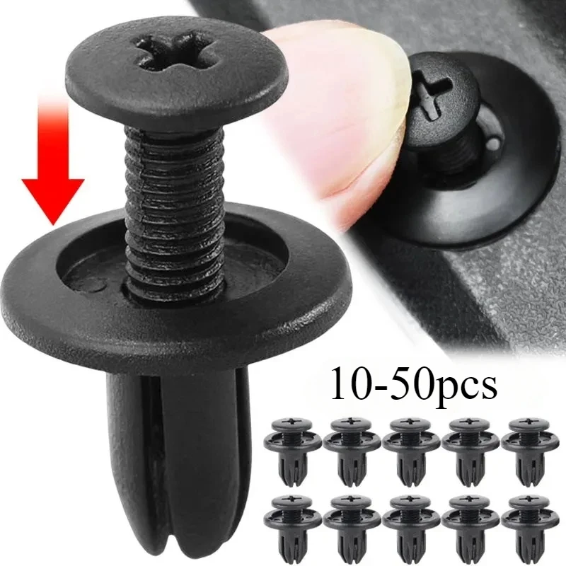 10/20/40/50pcs Universal Car Bumper Fender 8mm Hole Plastic Rivets Fastener Screw Car Fastener Clips for Nissan Toyota Focus Kia
