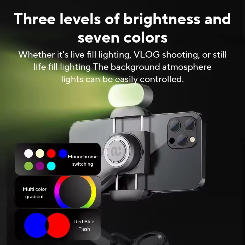 AOCHUAN Stabilizzatore cardanico portatile a 3 assi per smartphone con luce di riempimento per iPhone Android Face Tracking Tiktok Vlog Smart XE