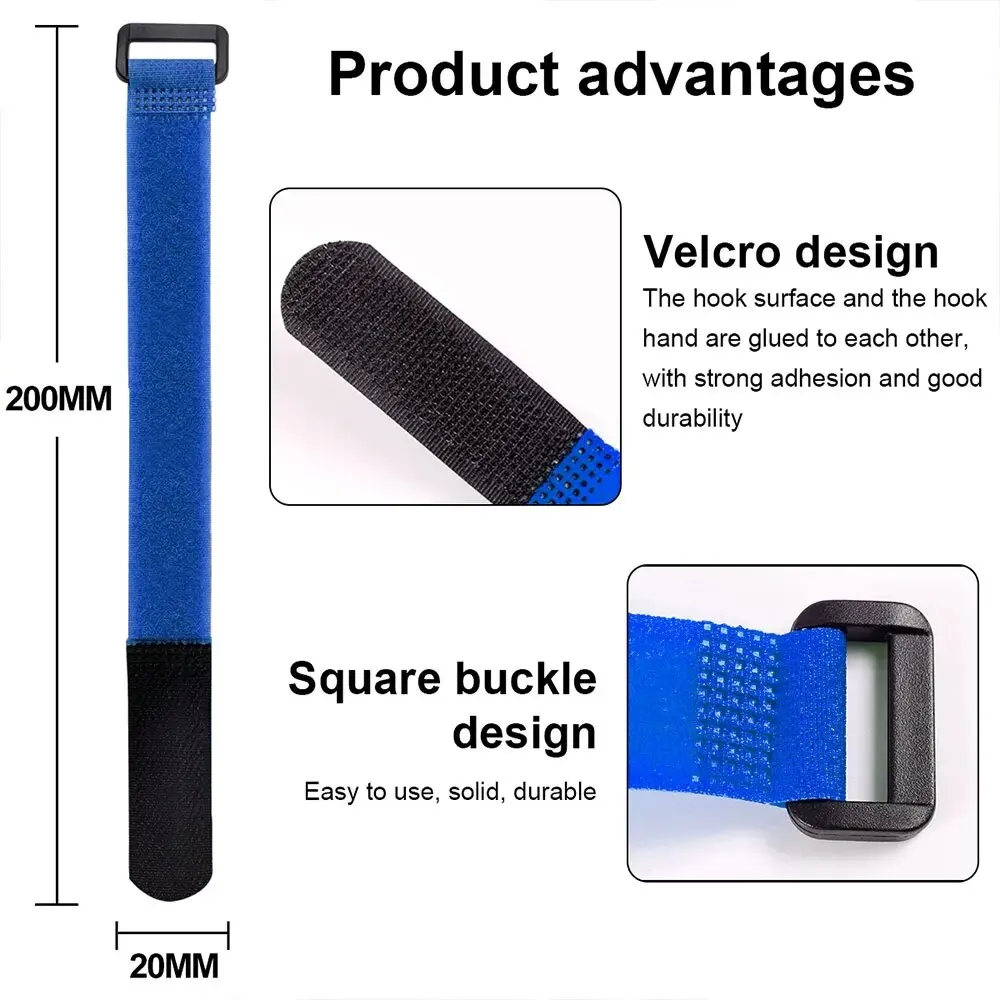 10pcs 20 * 200mm, Reusable Self-adhesive Nylon Zip Ties, Cable Fasteners