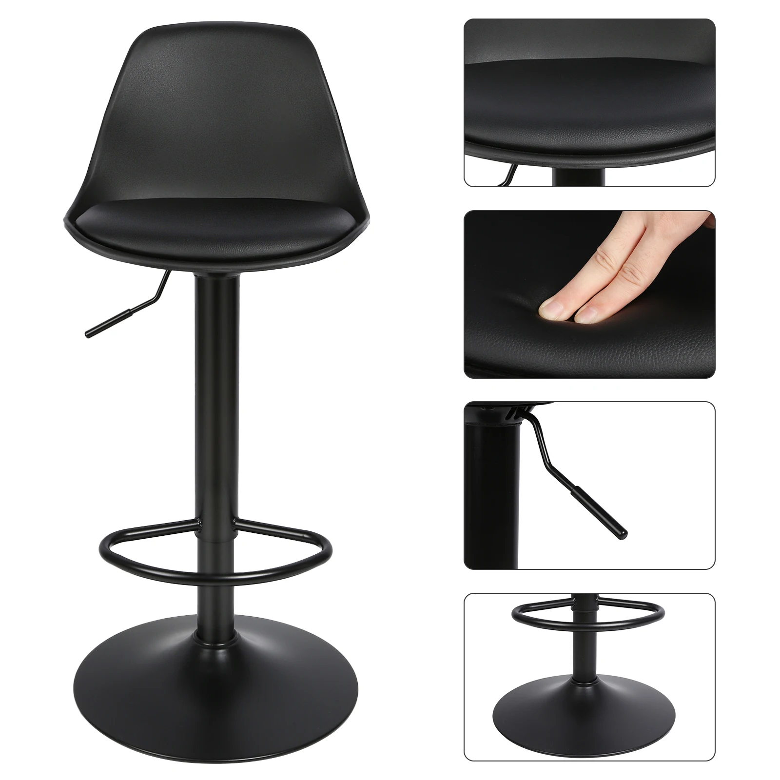 Juego de 2 taburetes de bar, taburete de bar regulable en altura, 360 °   Taburete giratorio para encimera, taburete tapizado para cocina/bar/salón/comedor