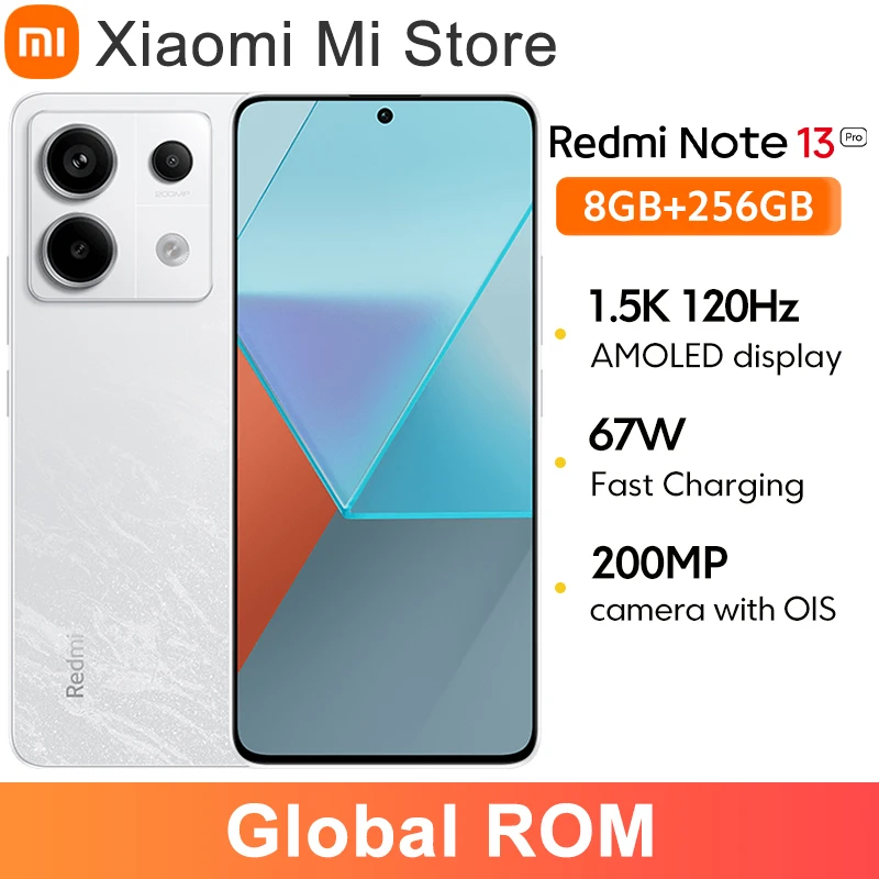 샤오미 레드미 노트 13 프로 5G 글로벌롬 스마트폰 스냅드래곤 7s 2세대 120Hz 화면 5100mAh 67W 고속 충전 휴대폰