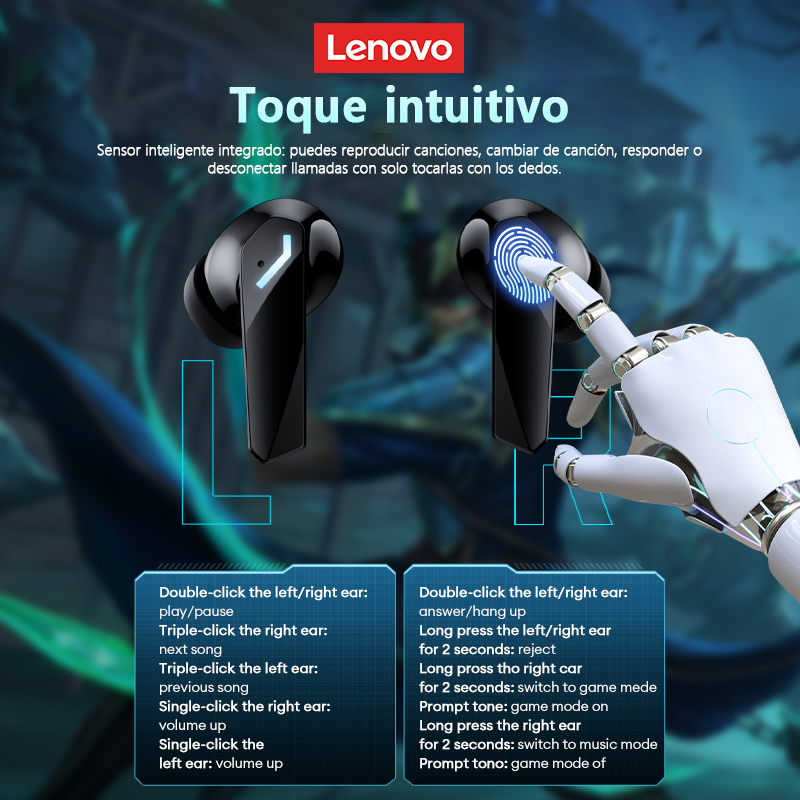 Nuevos auriculares Lenovo XT53 inalámbricos con Bluetooth 5,4, auriculares impermeables con pantalla Digital LED, auriculares para juegos de baja latencia