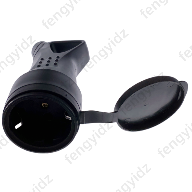EU Rubber Waterproof Socket Plug Electrial Grounded European Connector With Cover IP54 For DIY Power Cable Cord 16A 250V