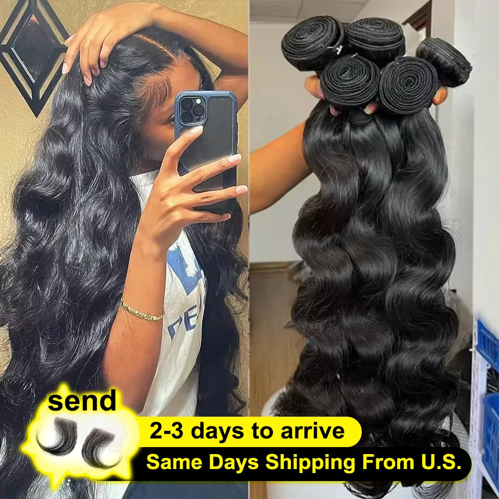 Rovess onda do corpo pacotes de cabelo humano brasileiro 4 5 6 pacote cabelo virgem 30 40 Polegada preto 100% extensões de cabelo humano cru