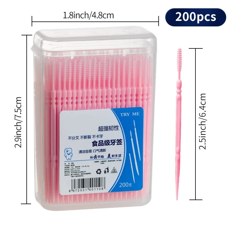 Toothpick Brush 100/200PCs Boxed Plastic Toothpick Disposable Household Interdental Brush Teeth Picking Dental Floss
