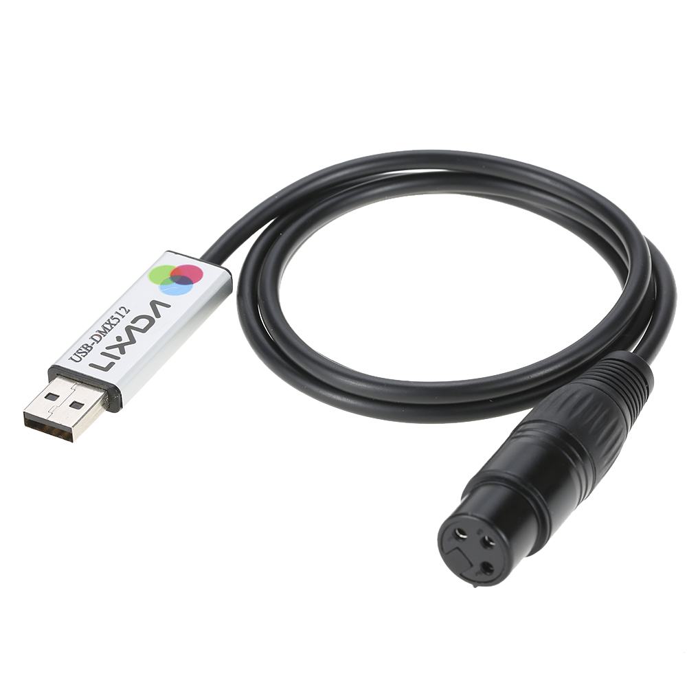 Lixada USB to DMX อะแดปเตอร์อินเทอร์เฟซ LED DMX512 คอมพิวเตอร์ PC Stage Lighting Controller Dimmer