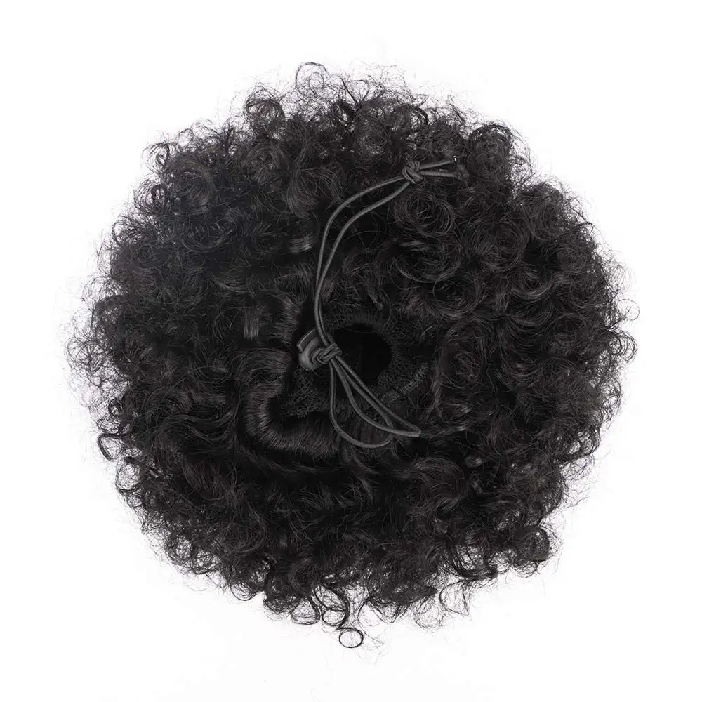 Afro Bladerdeeg Trekkoord Paardenstaart Synthetische Haarverlenging Ombre Honingkleurige Blonde Clip Op Kinky Trekkoord Krullende Paardenstaart