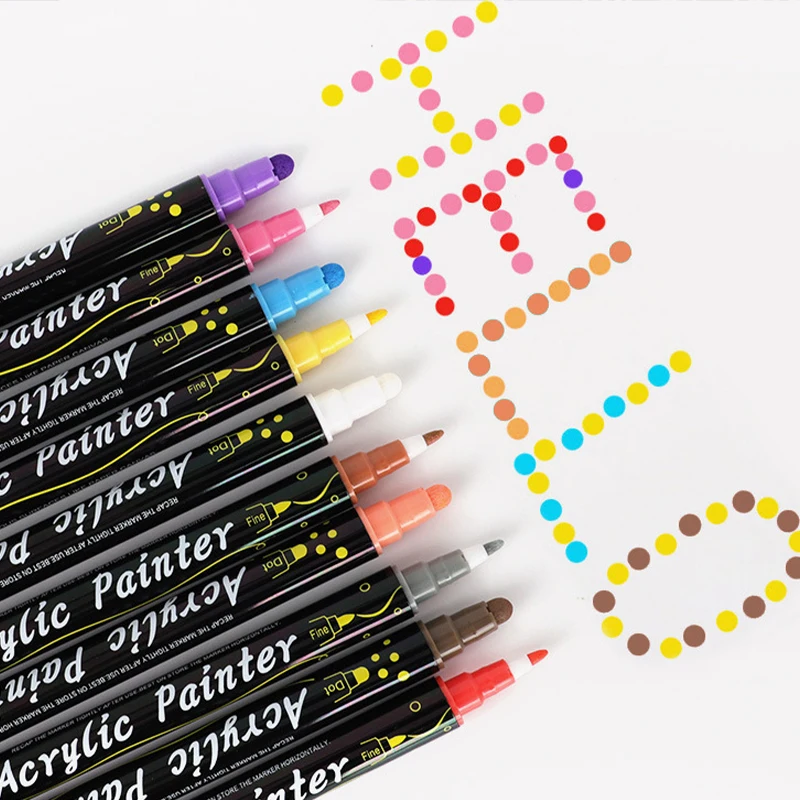 12/24/36 สี Double Headed อะคริลิค MARKER กันน้ํา Art ภาพวาดอุปกรณ์เครื่องเขียนโรงเรียนใช้ได้กับผ้าแก้วไม้
