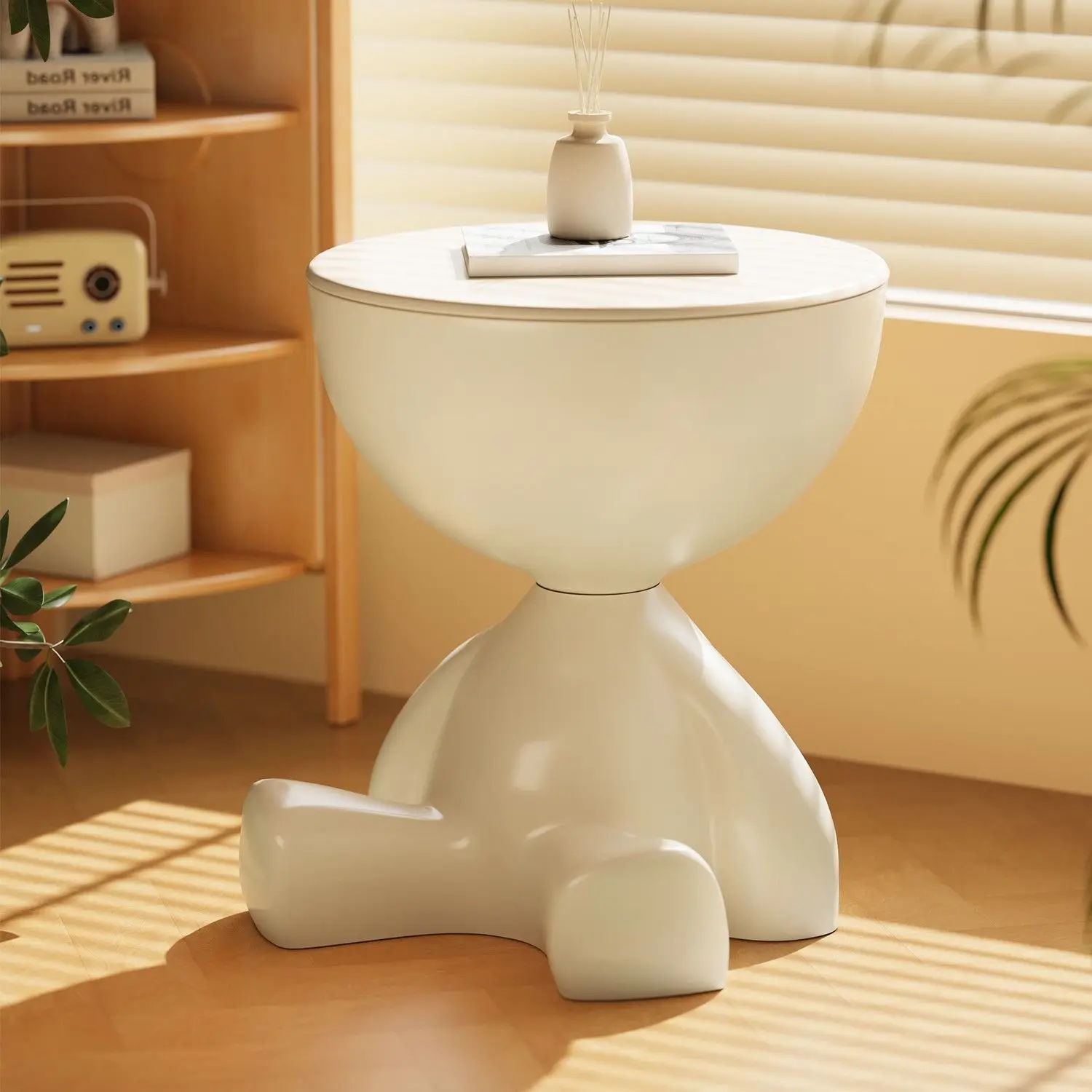 Cream bedside table creative ornaments movable small flat coffee table living room sofa small apartment home bedroom bedside