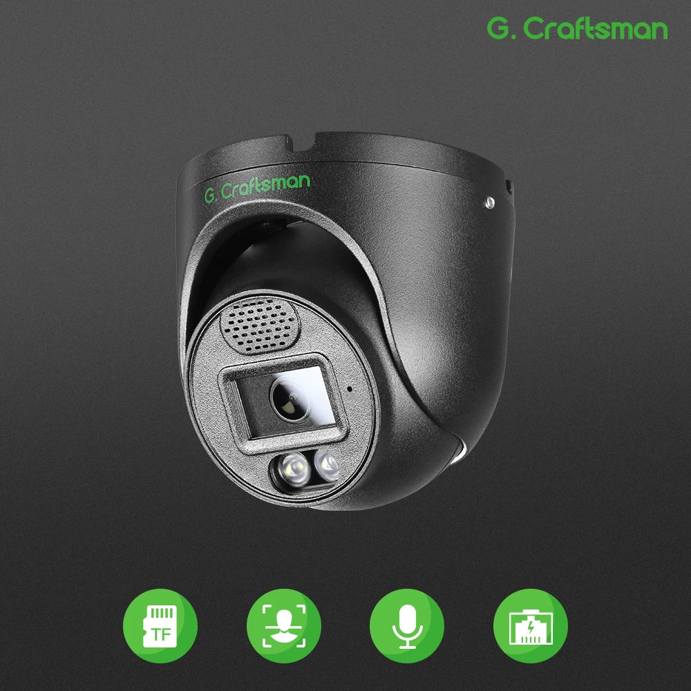 RU G.Craftsman D 5MP POE Объектив 2,8 мм Двойной источник света Наблюдение Безопасность XMEYE