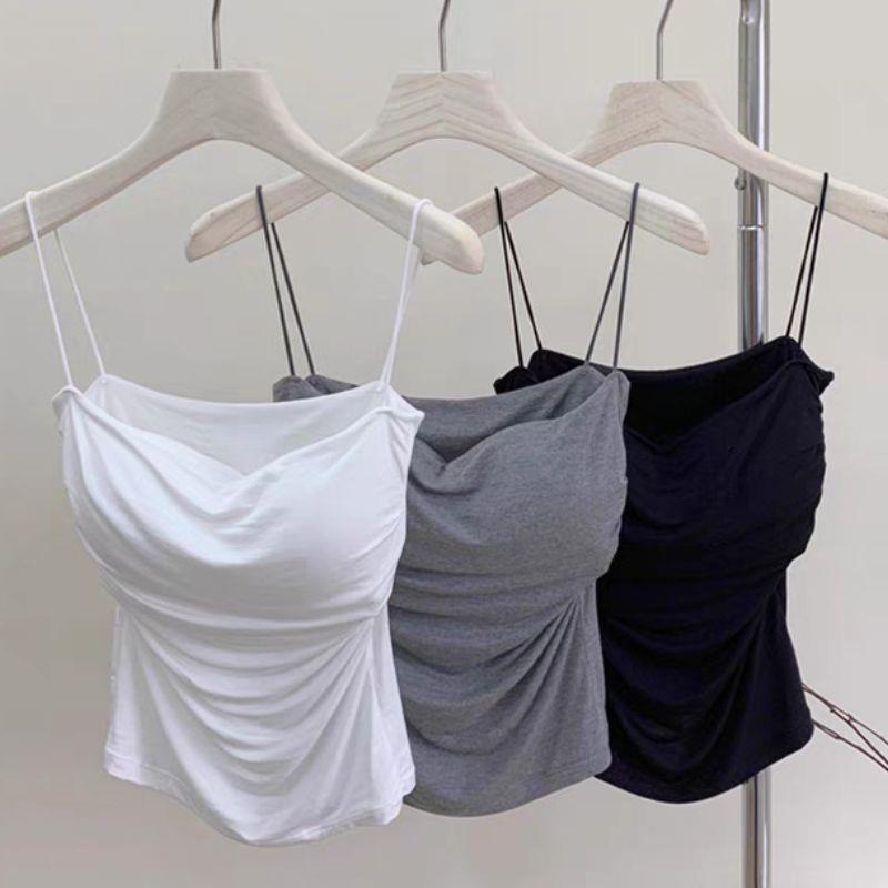 Y2K сексуальные топы на бретелях, женский укороченный топ на бретельках с бюстгальтером, облегающий топ на бретельках без рукавов, базовые футболки на бретельках, корейская одежда