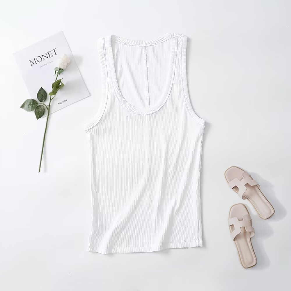 Spring/Summer New Product Women's Slim Fit Solid Color Suspended Ribbed Tank Top Spicy Girl Style T-shirt