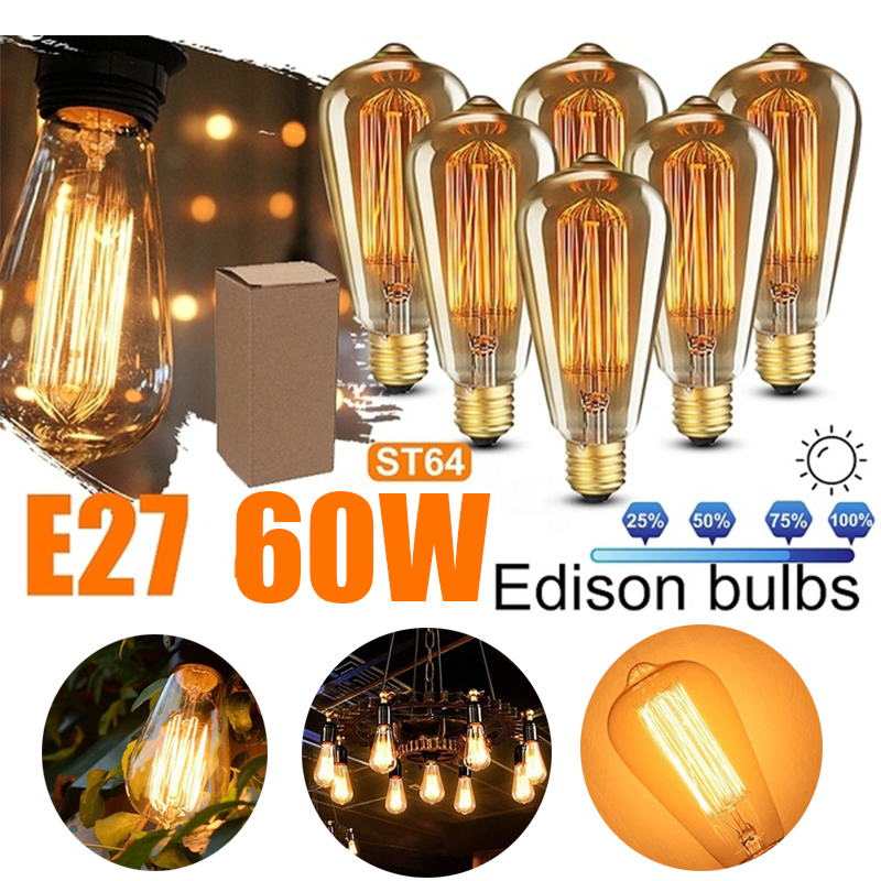 3-12 Stücke 60 W Retro Edison-birne Wolframlampe E27 110 V/220 V Glühbirne ST64 Filament Vintage Ampulle Lampe Dekorative Beleuchtung