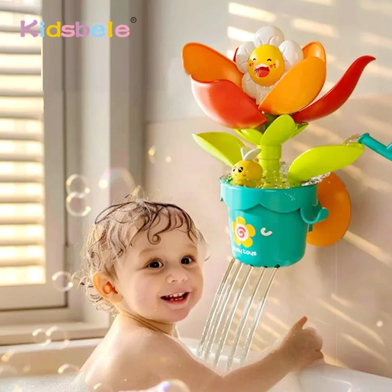Baby Badespielzeug Sonnenblume Treffen Wasserblüte Duschspielzeug Beliebtes Sprühwasserblumen Badespielzeug mit Saugnapf Sommerspielzeug