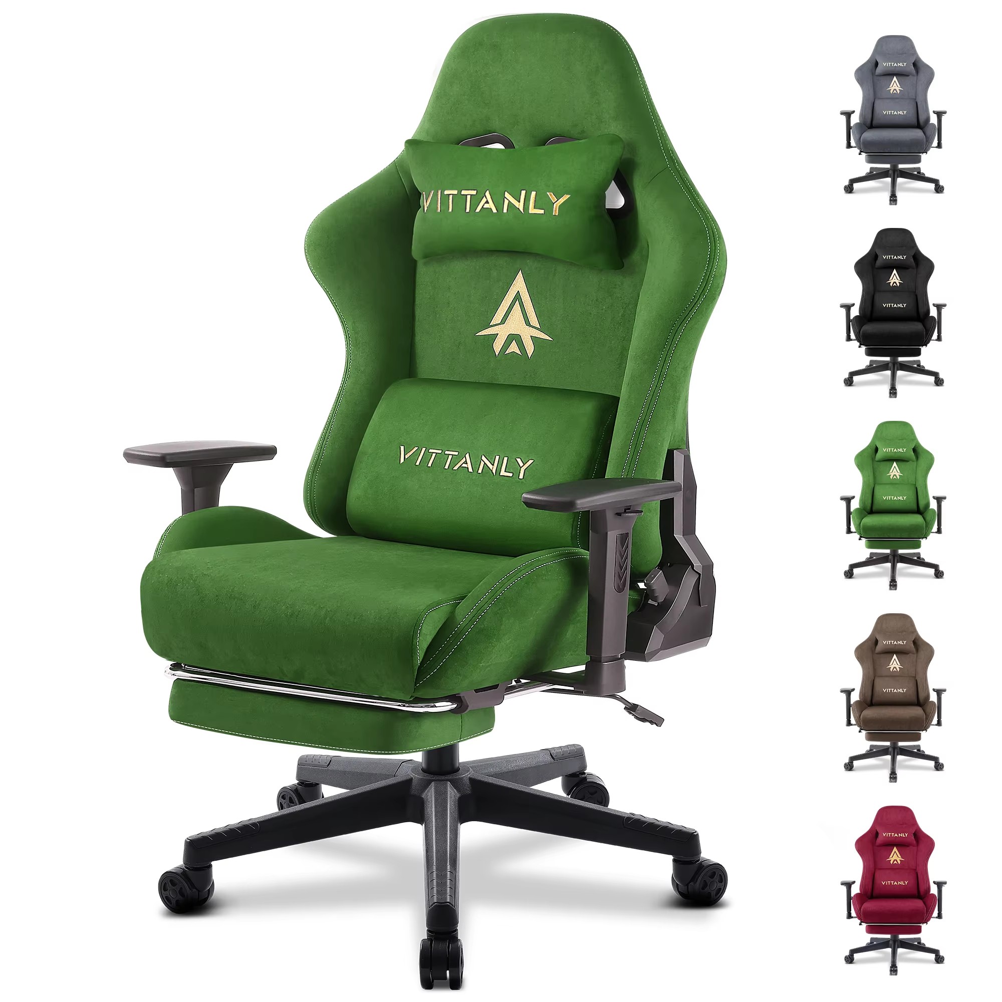 Kitinjoy Gamingstoel Ademende computerstoel van echt koeienhuid Comfortabele bureaustoel met voetsteun Ondersteuning 360° ° Draaibare stoel