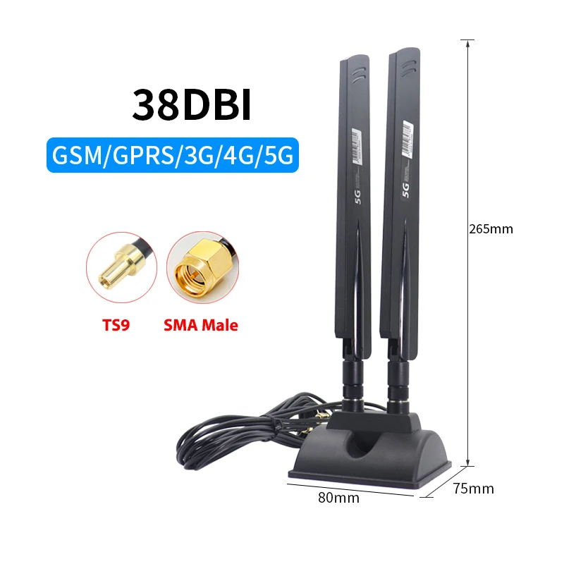 Antena externa enrutador 42dbi 5G, amplificador de cobertura de señal WiFi de largo alcance para exteriores, amplificador celular 4G 3G 2G para ZTE CPE MC801a