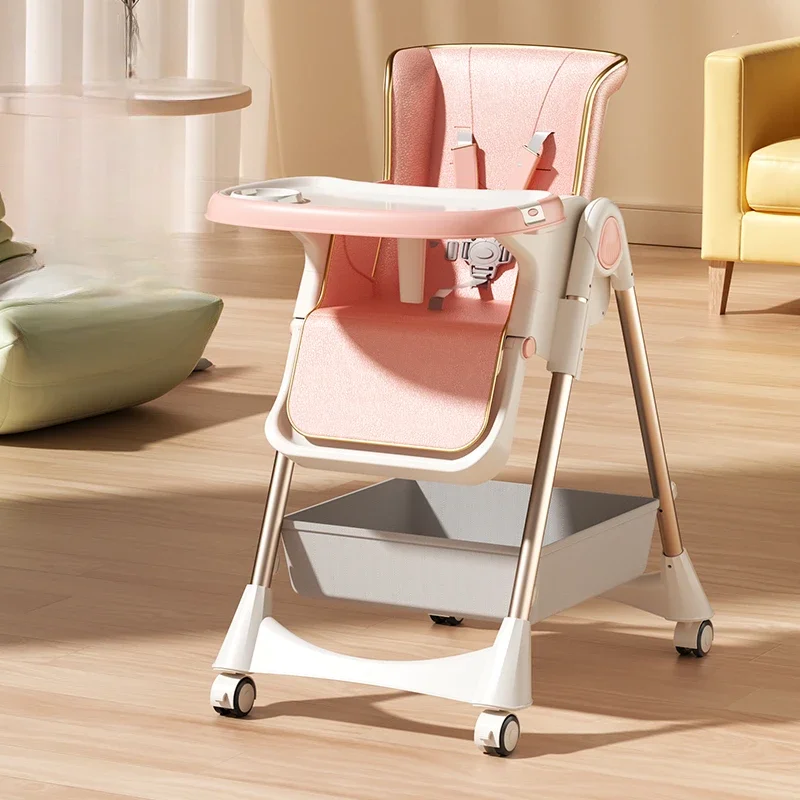 Multi Functional Baby Highchair เก้าอี้ให้อาหาร,ปรับที่นั่งเด็กเก้าอี้ล้อ, เก้าอี้สูงพับสําหรับให้อาหารเก้าอี้เด็ก