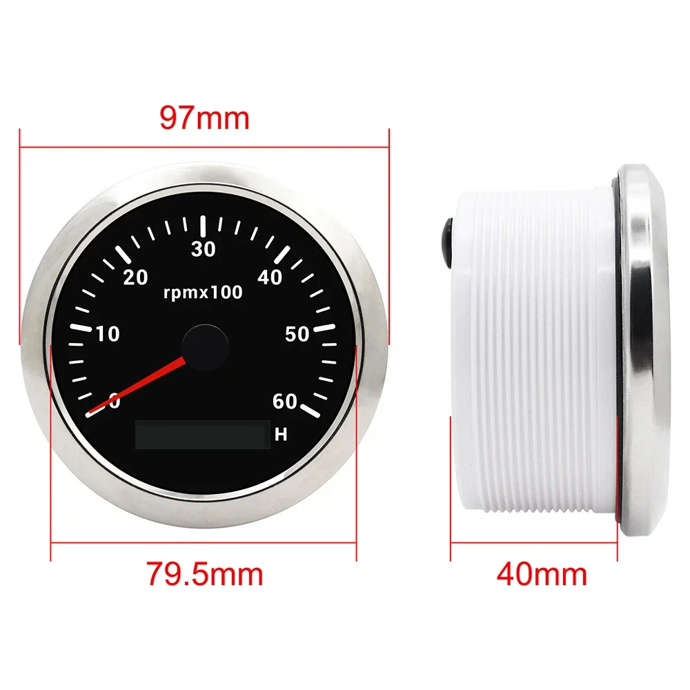 Tacômetro marinho de 85 mm com luz de fundo de 7 cores para barco, iate, RV, campista, 9-32V