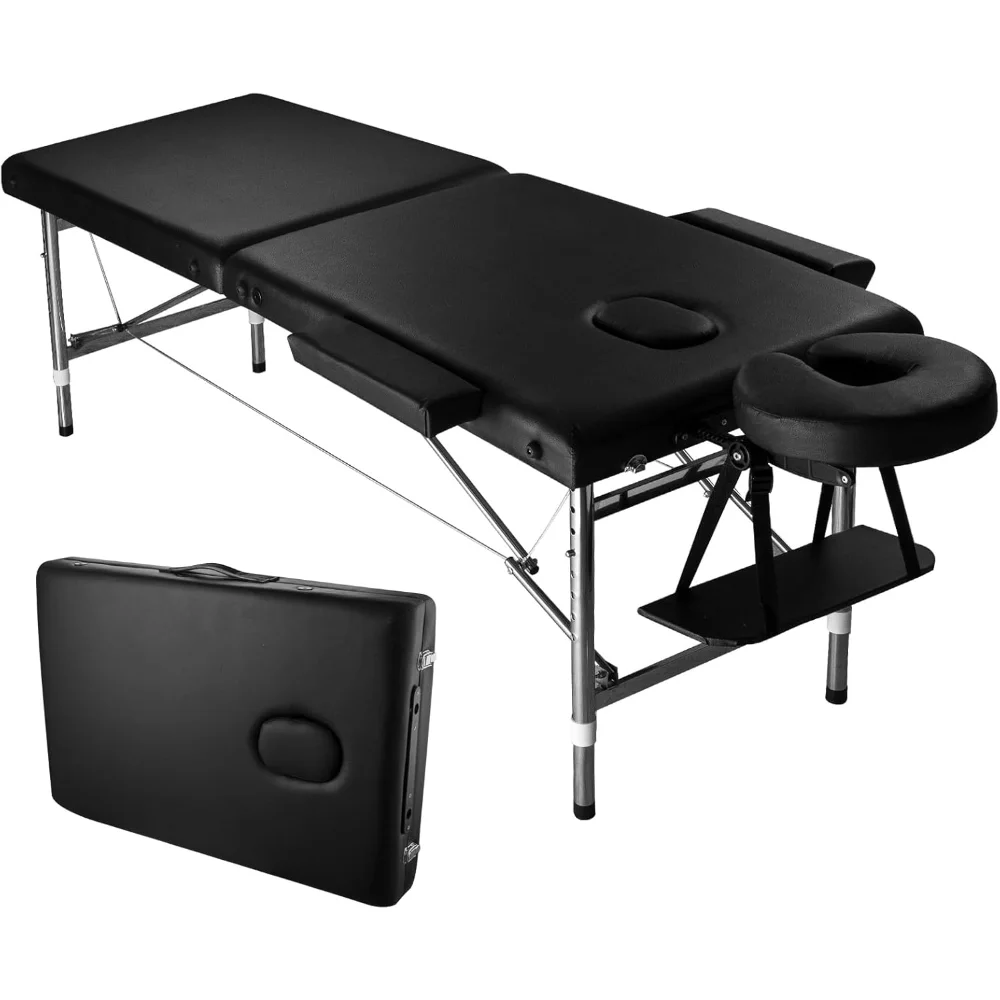 Massage Table Portable Height Adjustable Massage Bed Foldable Spa Lash Tattoo Esthetician Bed 24" Wide Aluminum 2 Fold