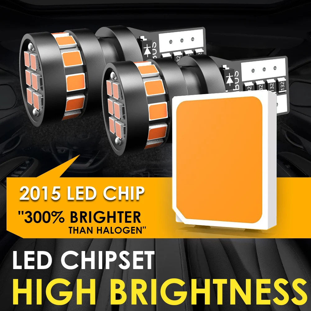 2x High Quality T10 W5W Orange Red 2015 LED Car Interior Reading Dome Light Marker Lamp 168 194 LED Auto Wedge Parking Bulbs