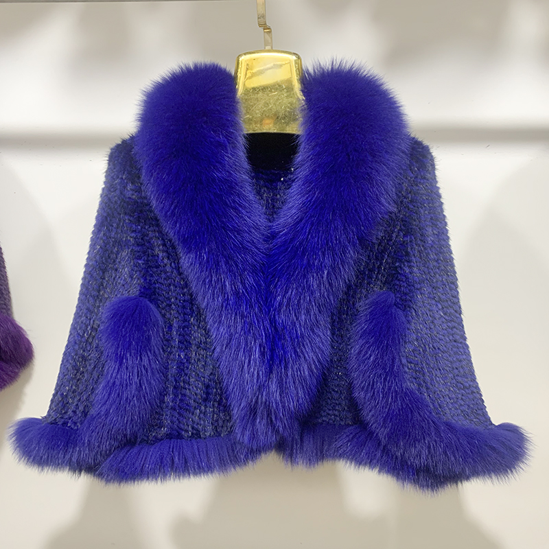Outono inverno senhoras genuínas de malha pele de vison xales gola de pele de raposa feminino pashmina envolve capa de noiva casaco jaqueta